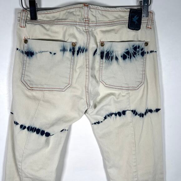 One Teaspoon Women's Ziggy Bleach Flare Jeans 25 Tie Dye Low Rise Raw Hem - Picture 6 of 9